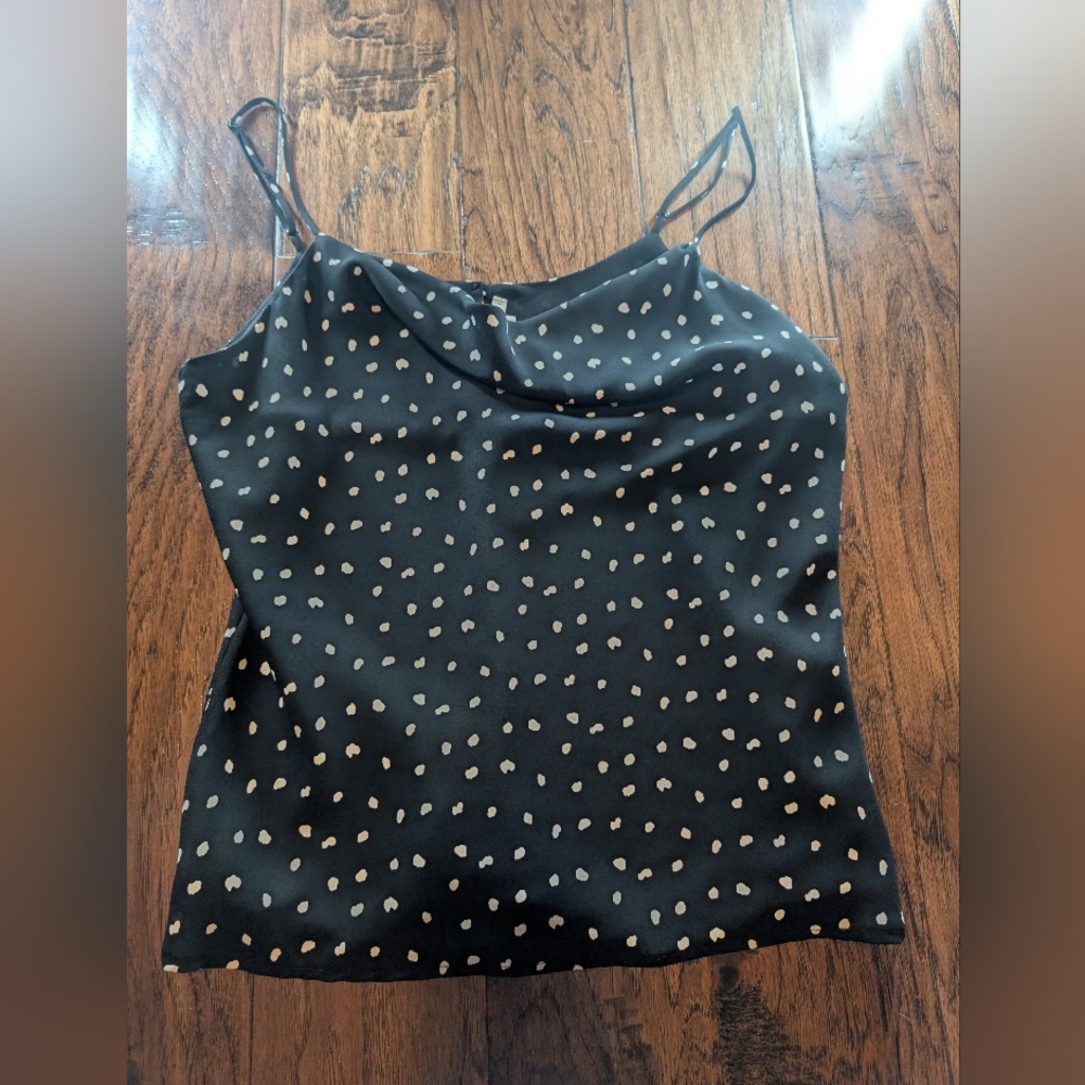 ASTR The Label Black Polka Dot Women's Tank Top